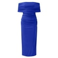 thumbnail image 5 of B91xZ Robes pour les Femmes Casual Formel V Cou Volant Split Soirée Party Robe Longue, Bleu XL, 5 of 5