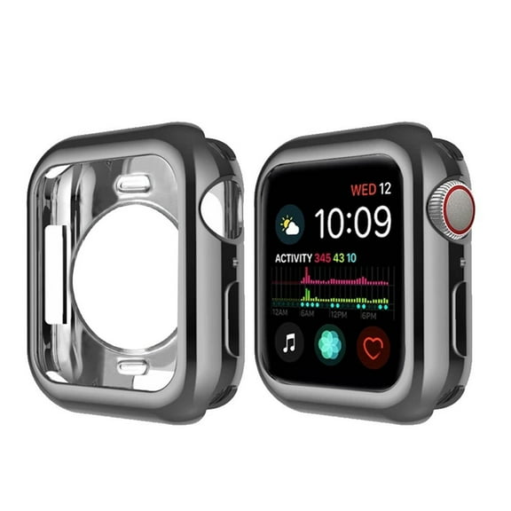 Dwitch Compatible for Apple Watch Series 3/2/1 Soft TPU Plating Bumper Ultra Thin Flexible Shockproof Protective Case Cover for iWatch 38mm,Black