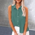 thumbnail image 2 of Aoiroe Women's Linen Blouse V Neck Sleeveless Shirt,Ladies Summer Trendy Work Shirt Loose Fit Fall Fashion Clothes Trendy 2026 Fall Fashion Outfits Clothes Summer Casual Tunic Blouse Blackish Green L, 2 of 4