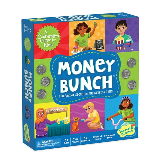 Peaceable Kingdom Money Bunch Game, Cooperative Board Game Teaching Smart Money Habits of Learning to Save, Share and Spend Money