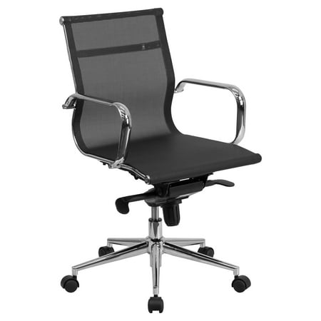 Flash Furniture Mid-Back Black Mesh Executive Swivel Office Chair with Synchro-Tilt Mechanism