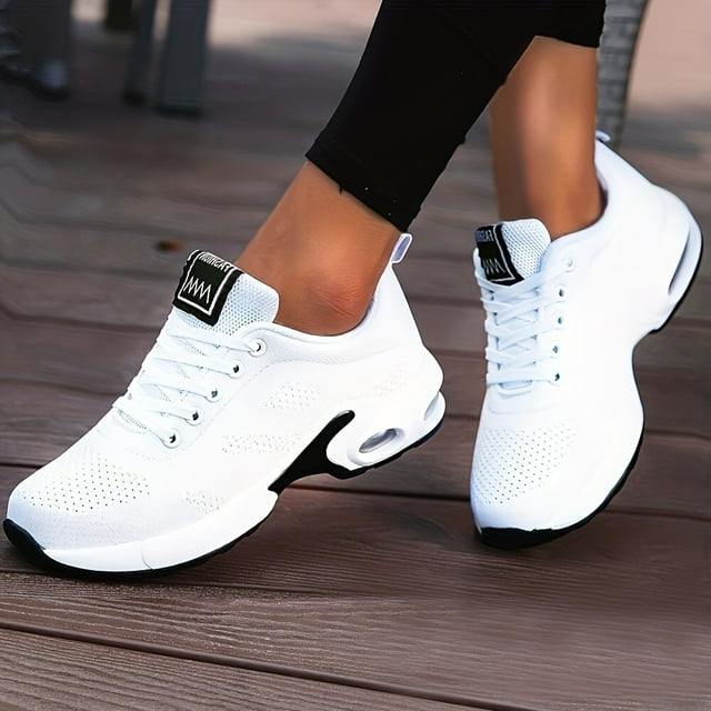 Espadrilles à Coussin d'Air Respirantes - Ultralégères, à Lacets en Maille, Chaussures de Course Tendance pour Femmes - Confortables, Absorbant les Chocs, Antidérapantes et Faciles à Enfiler