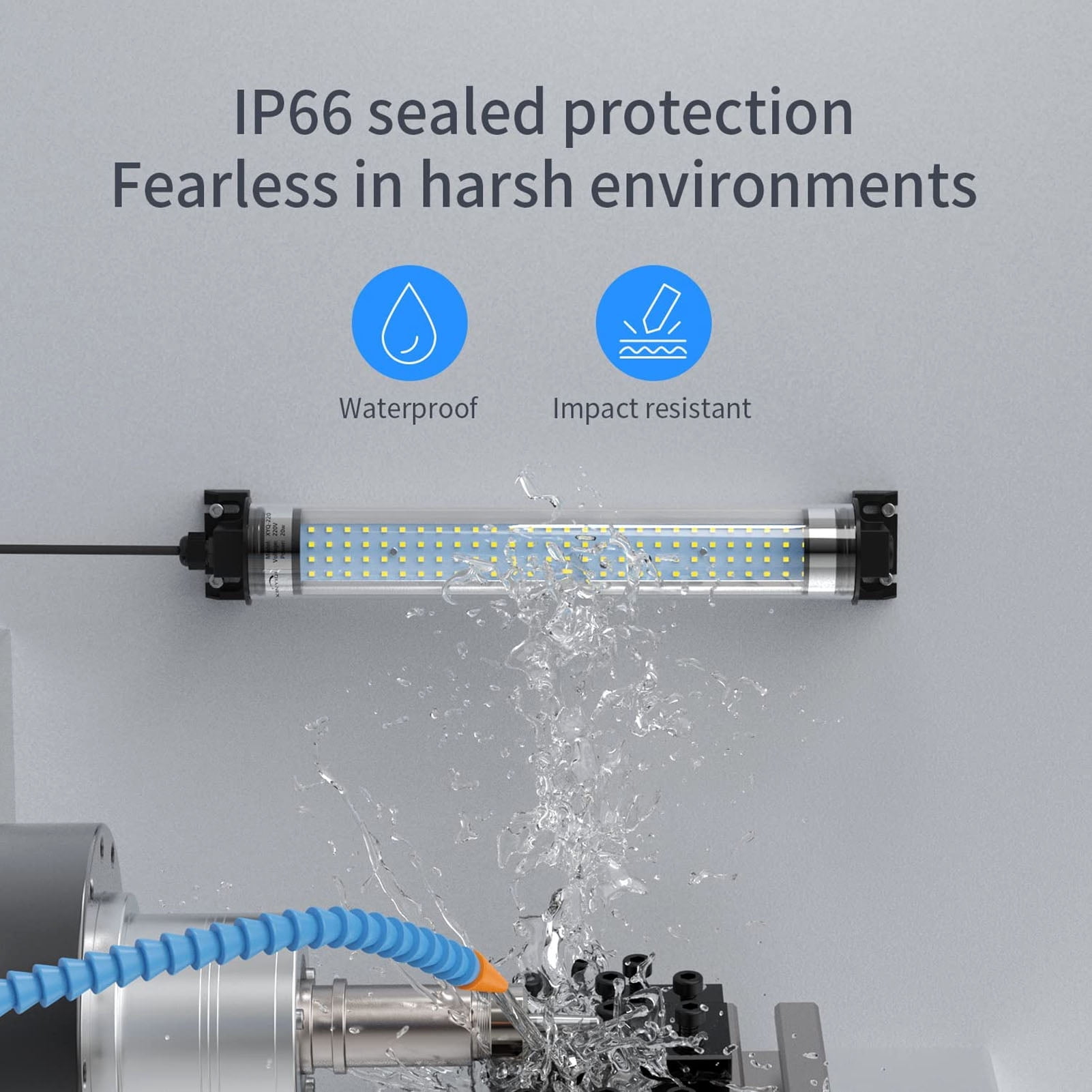 M Buder LED Work Light 10W 1050 Lumen IP66 Water and Oil Proof Explosion Proof Machine Tube Lamp Fixture for Workshop Factory Garage, Hardwired 220V 13.4 Inches / 34 cm