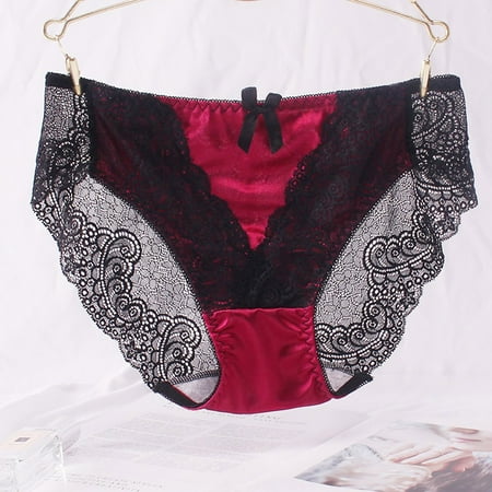 

RPVATI Women s Sexy Lace Hollow Out Briefs Ladies Underwear See Through Panties