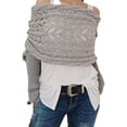 thumbnail image 3 of Women's Scarf with Sleeves,Knitted Cable Wrap,Knitted Cable Wrap, Multifunctional Knitted Double Sleeve Scarf for Women, Sweater Scarf with Sleeves,Light Gray, 3 of 7