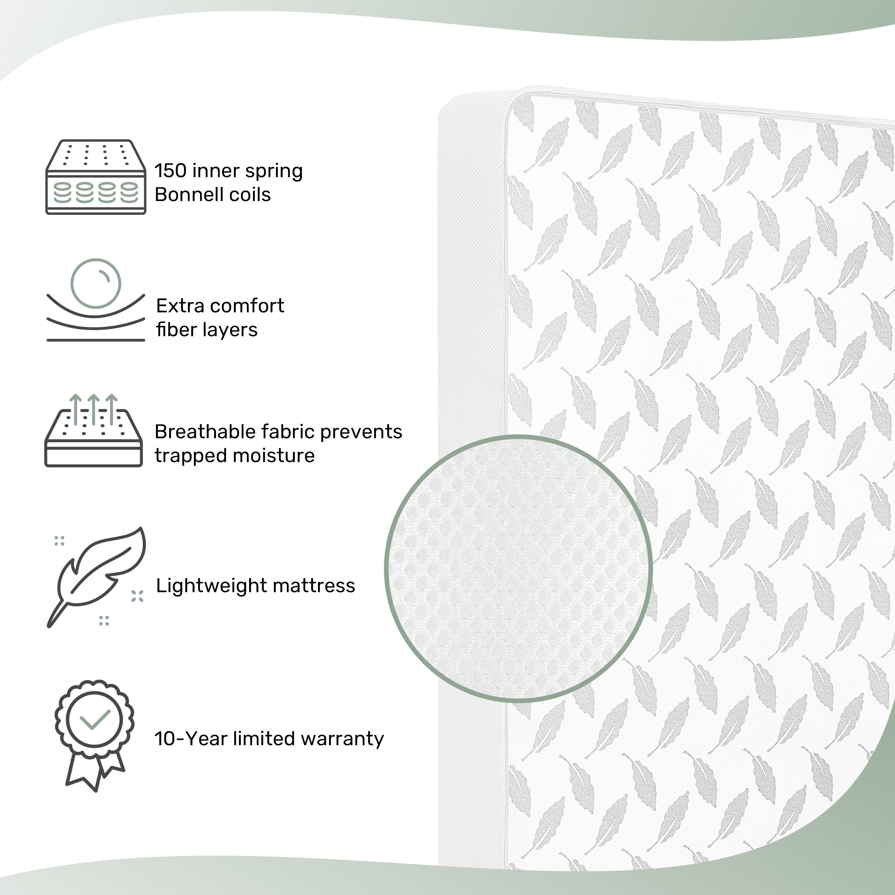 Dream on Me 2-in-1 Breathable 132 Premium Coil Inner Spring Standard Crib & Toddler Mattress
