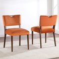 thumbnail image 3 of Bonito Burnt Orange Velvet 5-piece Dining Set in Walnut Wood Finish, 3 of 12