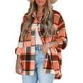 thumbnail image 2 of IROINNID Women's Shacket Jacket Long Sleeve Plaid Turndown Lapel Outwear, Casual Single-Breasted Plaid Shirt Long-Sleeved Shirt Woolen Jacket Oversized Jacket, 2 of 6