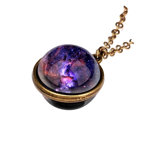 Necklace Luminous Double-sided Dome Planetary Necklace Pendant Luminous Double-sided Ball Universe Couple Chain Luminous Souvenir Couple Necklace