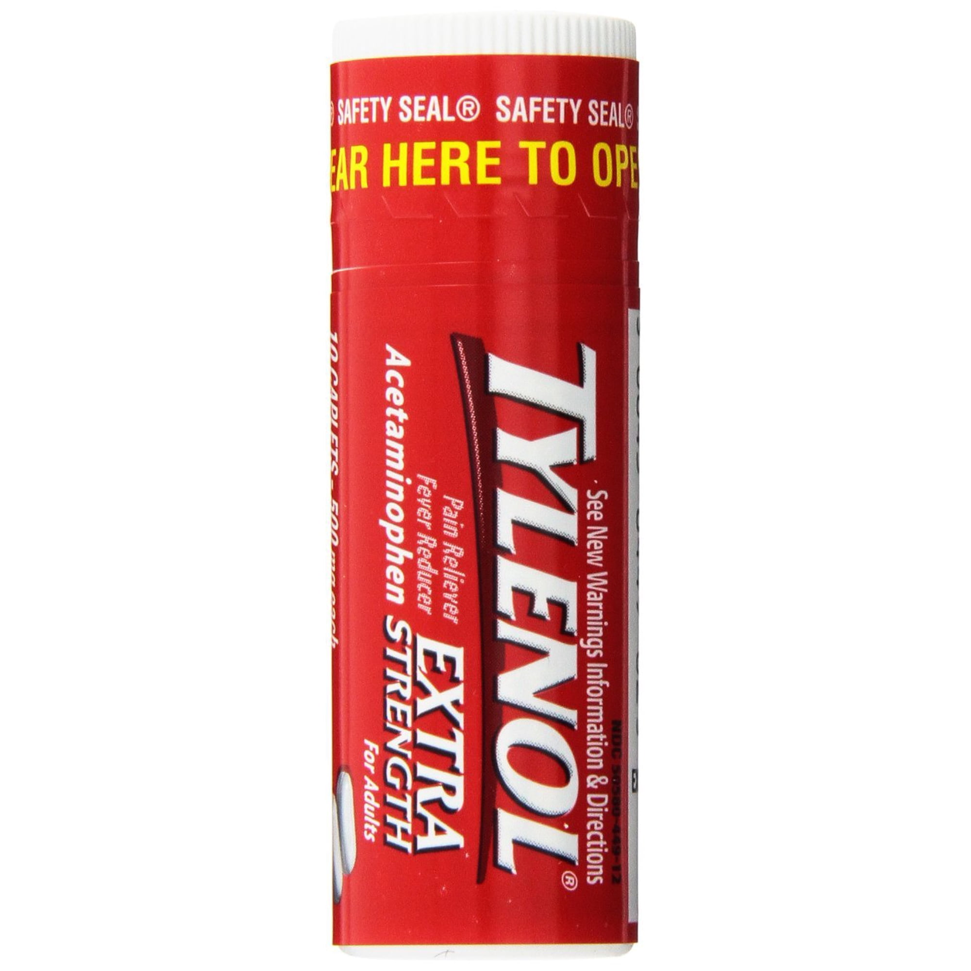 Tylenol Extra Strength Caplet Vial Rack, Pain Reliever & Fever Reducer, 10 X 12 Count