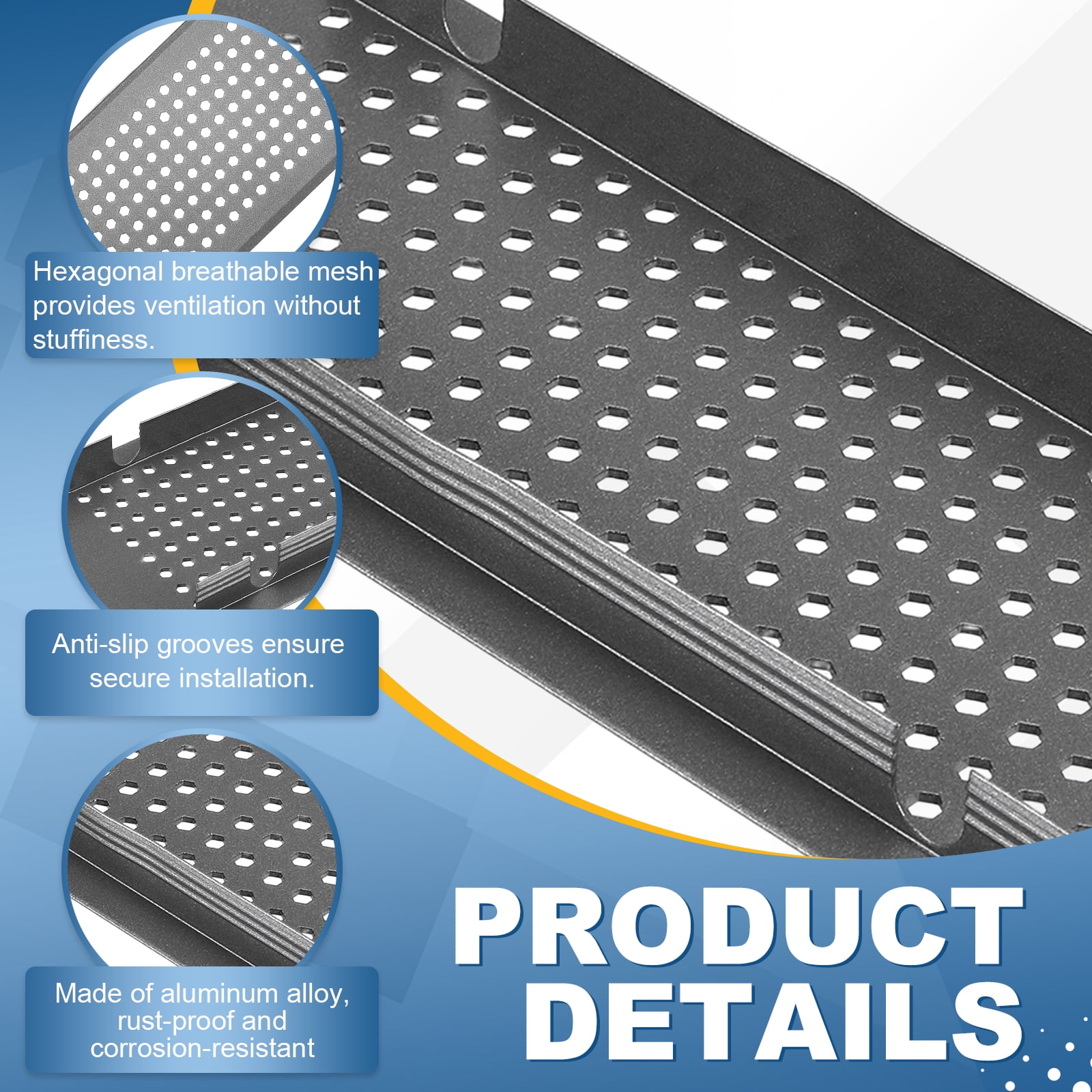 Uxcell 2PCS Door Air Vent Cover,8 x 3 Inch (L x W) Cabinet Vent Two Sided Door Grille Heavy Duty Rust-Proof for Floor Cabinet Bathroom Kitchen, Grey (Openings 6.4 x 2.5 Inch)