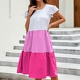 thumbnail image 2 of Vestido de playa de cuello redondo de verano de manga corta informal de moda para mujer Pompotops  ghjkhdj12744, 2 of 9