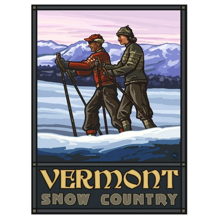 Vermont Snow Country Cross Country Skiers Travel Art Print Poster by Paul A. Lanquist (9