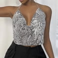 thumbnail image 4 of Soyumi Women's Sparkly Sequin Halter top, Sleeveless Deep V Neck Crop Tank top， Metallic Rhinestone Lightweight Shirt for Club Party Night Out， Trendy Backless Ruched Flowy Clubwear, Gray, 4 of 6