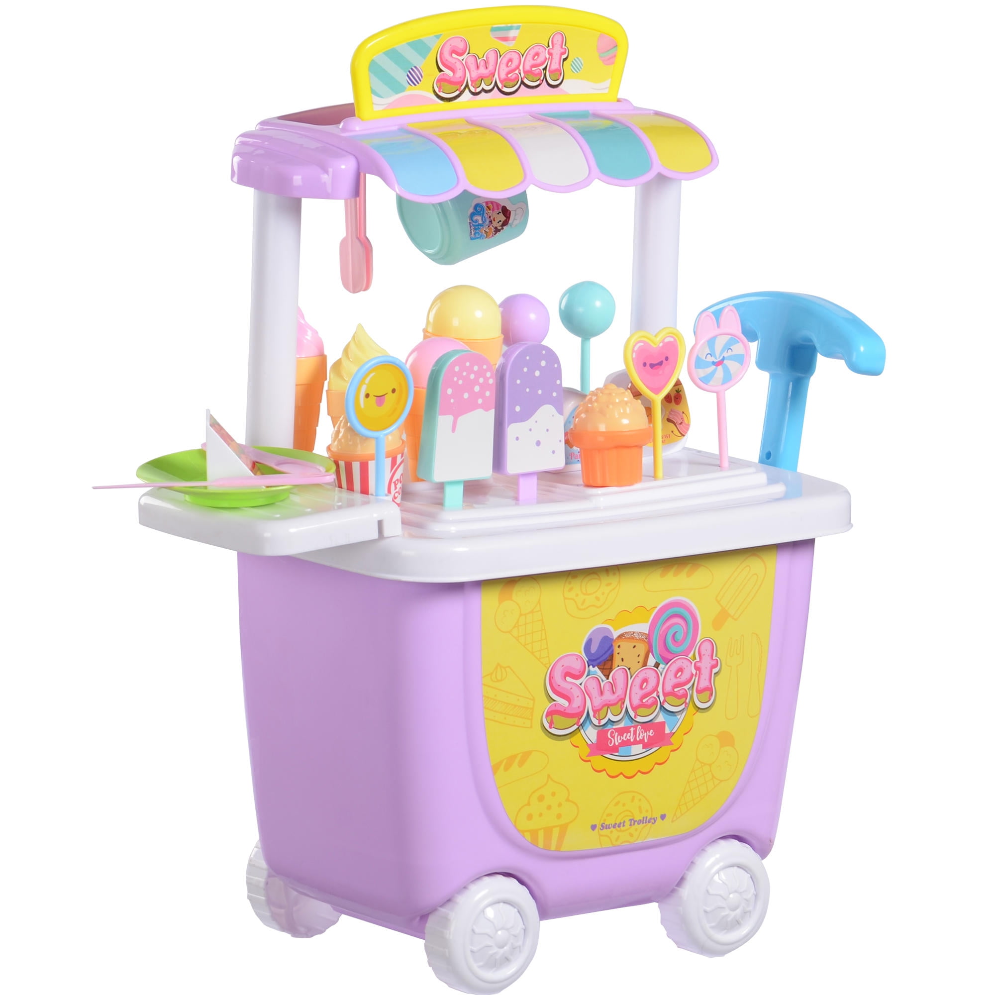 Toy Gifts for Boys & Girls Aged 2-7 Wotryit Shopping Grocery Toy with Shopping Cart and Scanner /Food & Accessories 