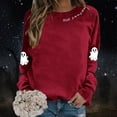 thumbnail image 2 of HUITKMM Chandail à Capuche pour Femmes Imprimé Halloween Manches Longues Sans Capuche Mode Automne Décontracté Col Rond Chandail Graphique pour Automne Hiver, 2 of 5