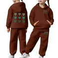 thumbnail image 3 of Gelikeya Girls Graphic Jogging Suits Sweatsuits 2 Piece Set Oversized Hoodie and Sweatpants Fall Winter Clothes (Coffee, 6-7 Years), 3 of 8