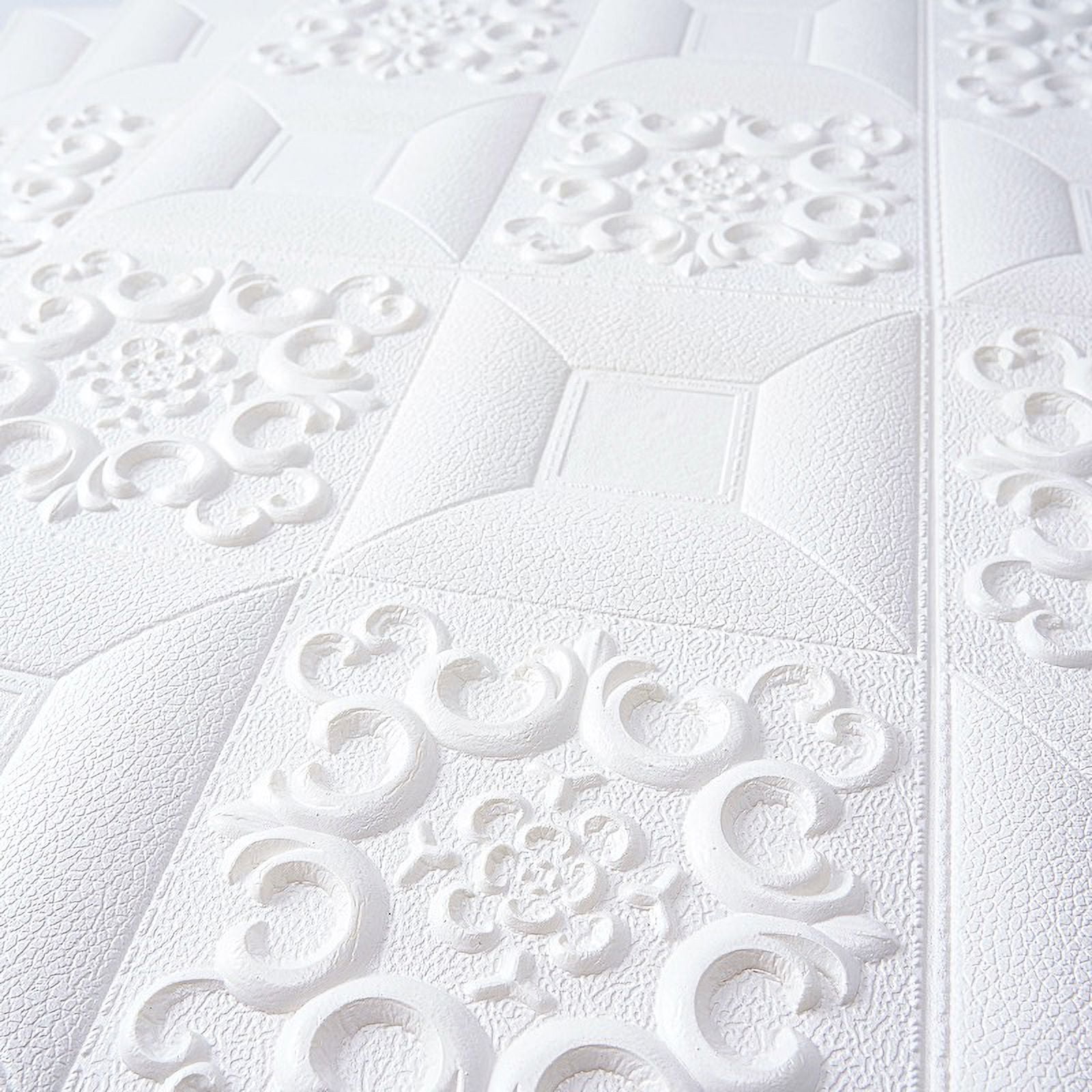 BalsaCircle 10 Pieces 28" White" Self Adhesive French Country Style Foam Wall Panels Backdrop
