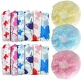 thumbnail image 2 of 12 Pack Shower Cap Women Bath Hat Waterproof Elastic Band Protects Hair Home Lot, 2 of 7