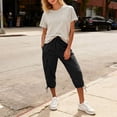 thumbnail image 6 of Womens Capris with Pockets Loose Fit Casual Capri Pants Dressy Lightweight Ladies Baggy Cargo Pants for Hiking by Yigetop Black L, 6 of 6