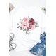 thumbnail image 2 of ABPHQTO Camiseta estampada con estampado de hojas de rosas blancas y cuello redondo para mujer, 2 of 5