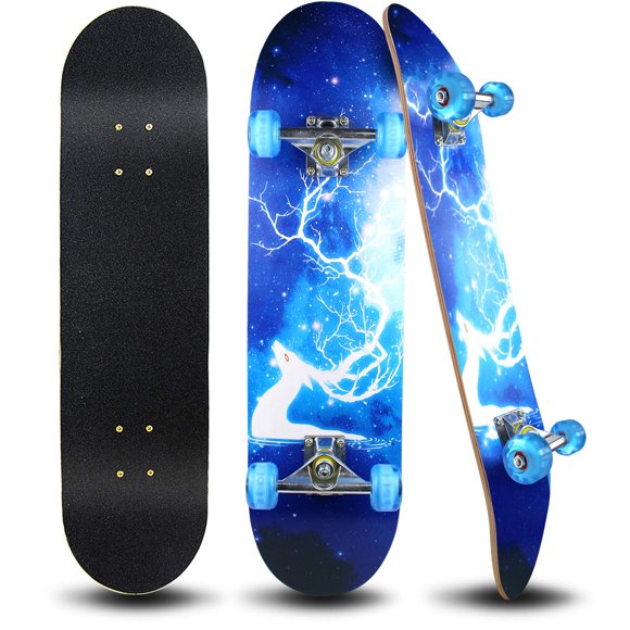 Easy_Way Patinetas completas - Patinetas estándar para principiantes, niños, niñas, adolescentes - Tabla de skate Canadian Maple Cruiser Pro de 31 x 8 pulgadas, patinetas (ciervo)