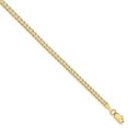 thumbnail image 1 of Real 14kt Yellow Gold 2.3mm Flat Beveled Curb Chain Anklet; 9 inch; Lobster Clasp; for Adults and Teens; for Women and Men, 1 of 4