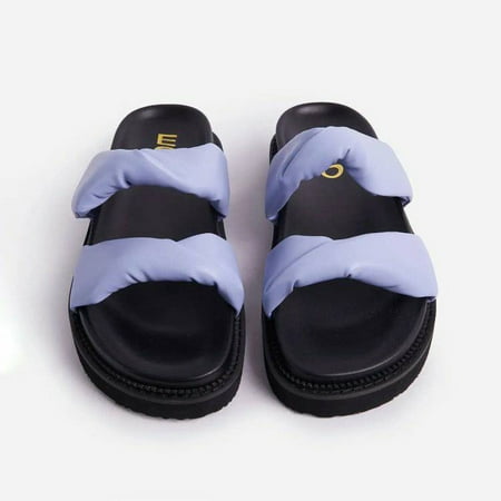 

BRISEZZS Women s Slide Sandals- Plus Open Toe Casual New Style Summer Flat Slide Sandals #368 Blue-35