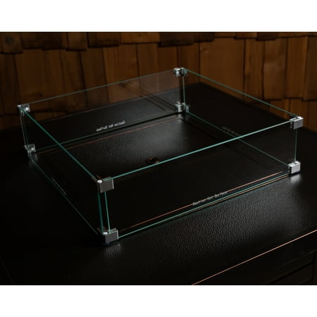 Fire Sense - Tempered Glass Wind Guard for Square LPG Fire Pits - Clear