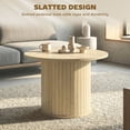 thumbnail image 4 of HOMCOM Table Basse Ronde, Table Centrale 24 Pouces avec Base à Colonne à Lattes, Naturel, 4 of 10