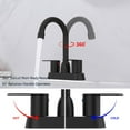 thumbnail image 5 of IVV 4 Inch Bathroom Faucets for Sink - 2 Handle Centerset Vanity Faucets w/ High Arc Swivel Spout, 2/3 Holes Lavatory Faucet for Bathroom Sink RV Vanity (Matte Black), 5 of 6
