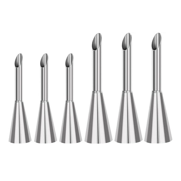 OIUR Stainless Steel Cream Piping Tips Set Lightweight Pastry Icing Decorating Tools with 3 Long Puff Nozzles Cream Puff Decorating Kit