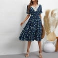 thumbnail image 3 of Summer Beach Dresses for Womens 2025 Plus Size Fashion Fallow Short Sleeve V-Neck Lace Printing Dress, 3 of 6