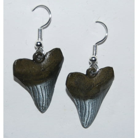 MEGALODON Shark TOOTH Earrings - METAL REPLICAS - Not Real