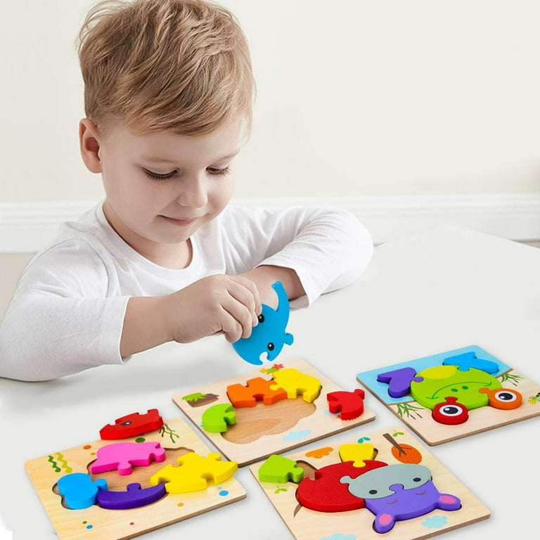 UMTOY Wooden Puzzle Jigsaw Toy, 8 Pack Puzzle Toys for Toddlers 2-3-4 Years  Old boy and Girl Birthday Gift Educational Kids Toys