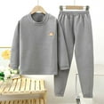 thumbnail image 2 of IROINNID Toddler Baby Pajamas Set 2 Pieces Winter Warm Round Neck Pullover with Elastic Pants Comfy Home Wear Sleepwear Set,Gray, 2 of 2