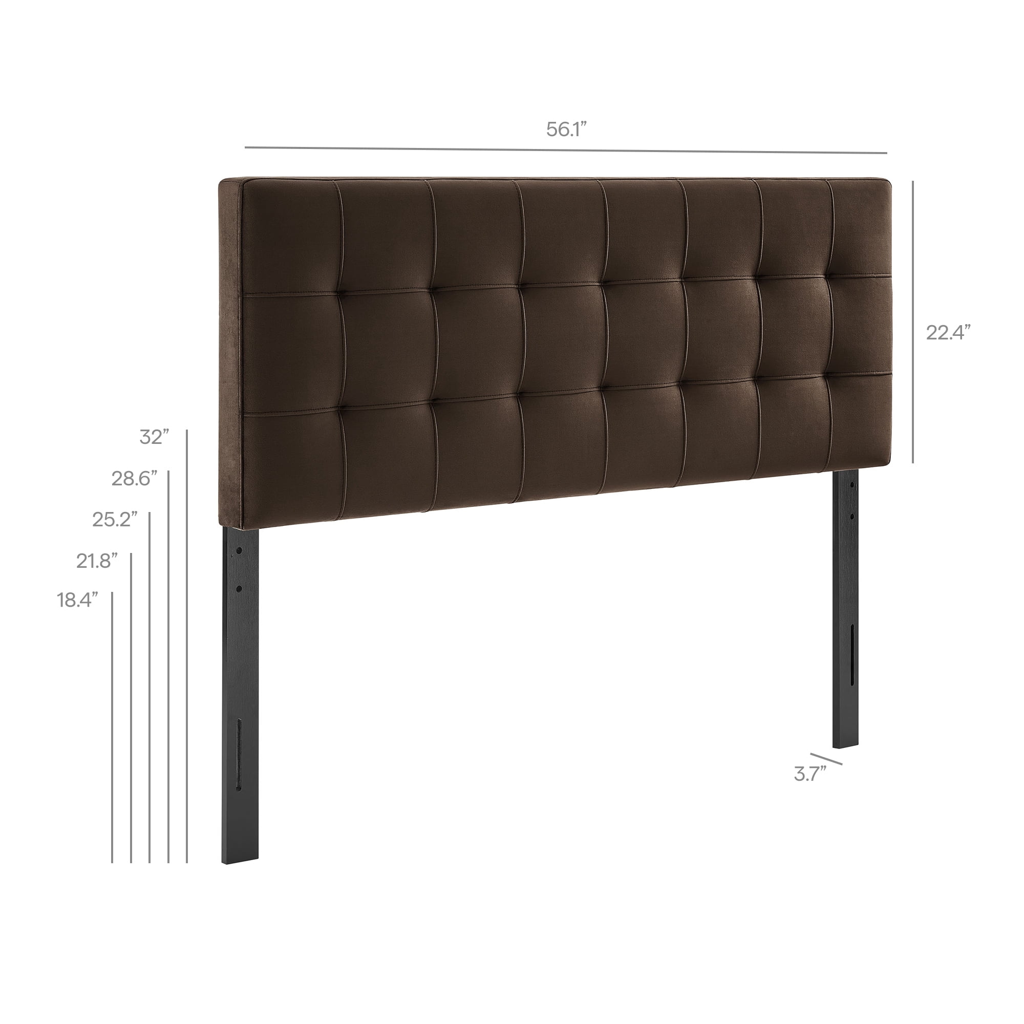 Lily Stain-Resistant Performance Velvet Full Size Headboard in Chocolate Brown