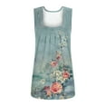 thumbnail image 5 of Wycnly Tank Tops for Women Lightweight Loose Fit Pleated Swing Tunic Tops Summer Floral Print Square Neck Sleeveless Shirts Fashion Blouses Green m, 5 of 5