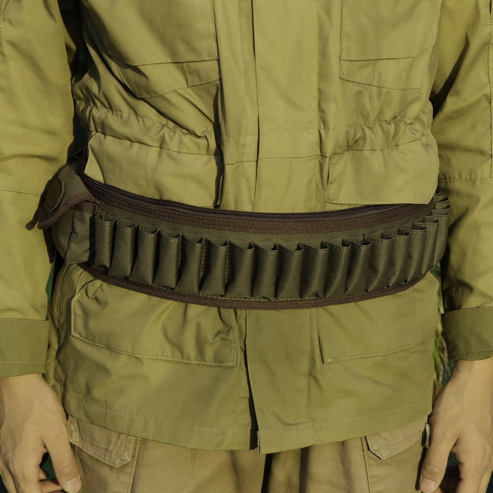 TOURBON Adjustable 50" Nylon Belt , 12 -Gauge, 24 rounds, Green
