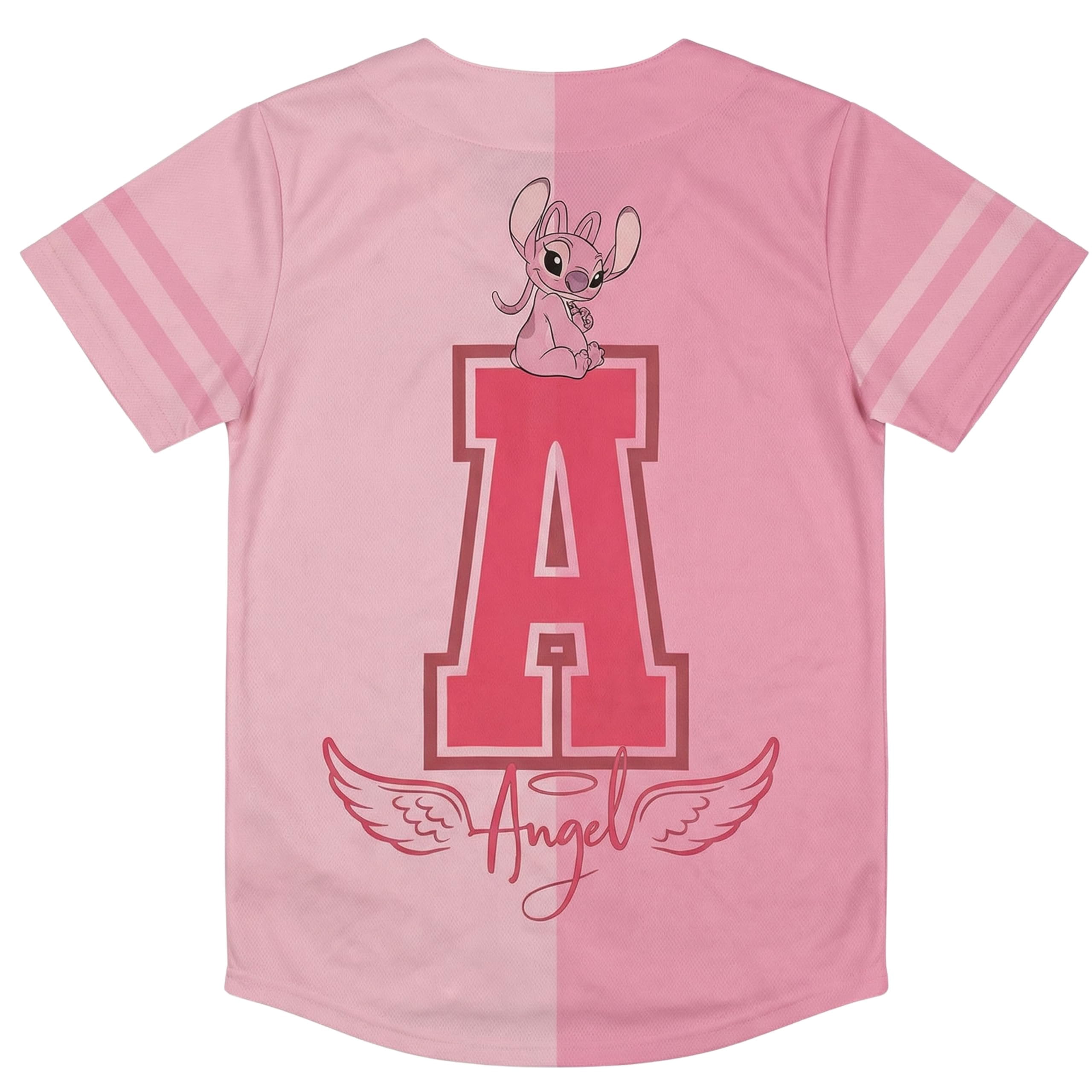 Disney Girls Baseball Jersey T-Shirt with Lilo & Stitch and Angel - Girls Sizes 4-16