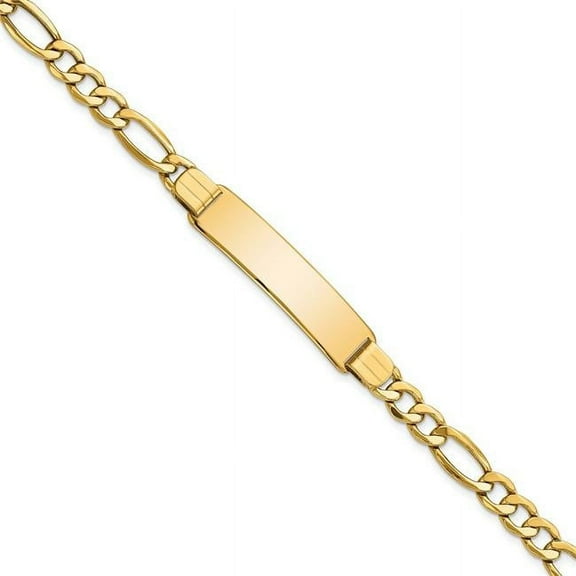 Primal Gold 10 Karat Yellow Gold Semi-solid Figaro Link ID Bracelet