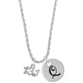 thumbnail image 1 of Delight Jewelry Silvertone Half Marathon - 13.1 with Pink Crystal Silvertone Script Initial Disc - Q - Charm Necklace, 20"+3", 1 of 4