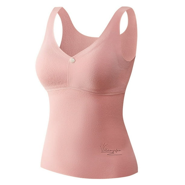 Ropa interior térmica para mujer, de moda, lisa, con cuello redondo, cojín en el pecho, camiseta térmica cálida de poliéster para mujer, cintura baja.