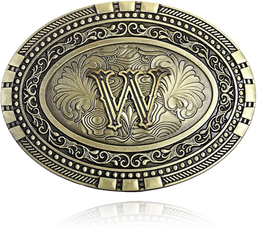 Western cowboy belt buckle initials ABCDEF TO Z Men's novelty upgraded