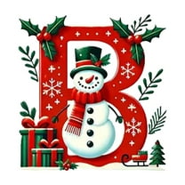 LanSuare 26 Letters Christmas Ornament with Snowman, 3.1Inch Christmas Tree Pendant, Personalized Christmas Ornaments for Christmas Decoration, Xmas Tree Hanging Decor（B）