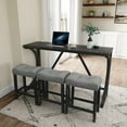 thumbnail image 2 of Industrial Bar Table Set with Power Outlet 4-Piece, 36 inch High Top Table with 3 Stools, Breakfast Nook Set for Kitchen Living Room Game Room, Grey and Black, 2 of 10