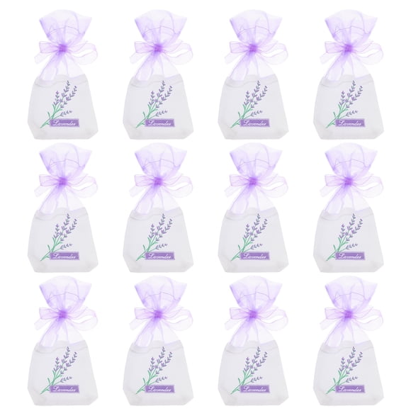 12 bolsitas de lavanda con estampado floral, bolsitas vacías para fragancias, para un sueño relajante (morado claro)