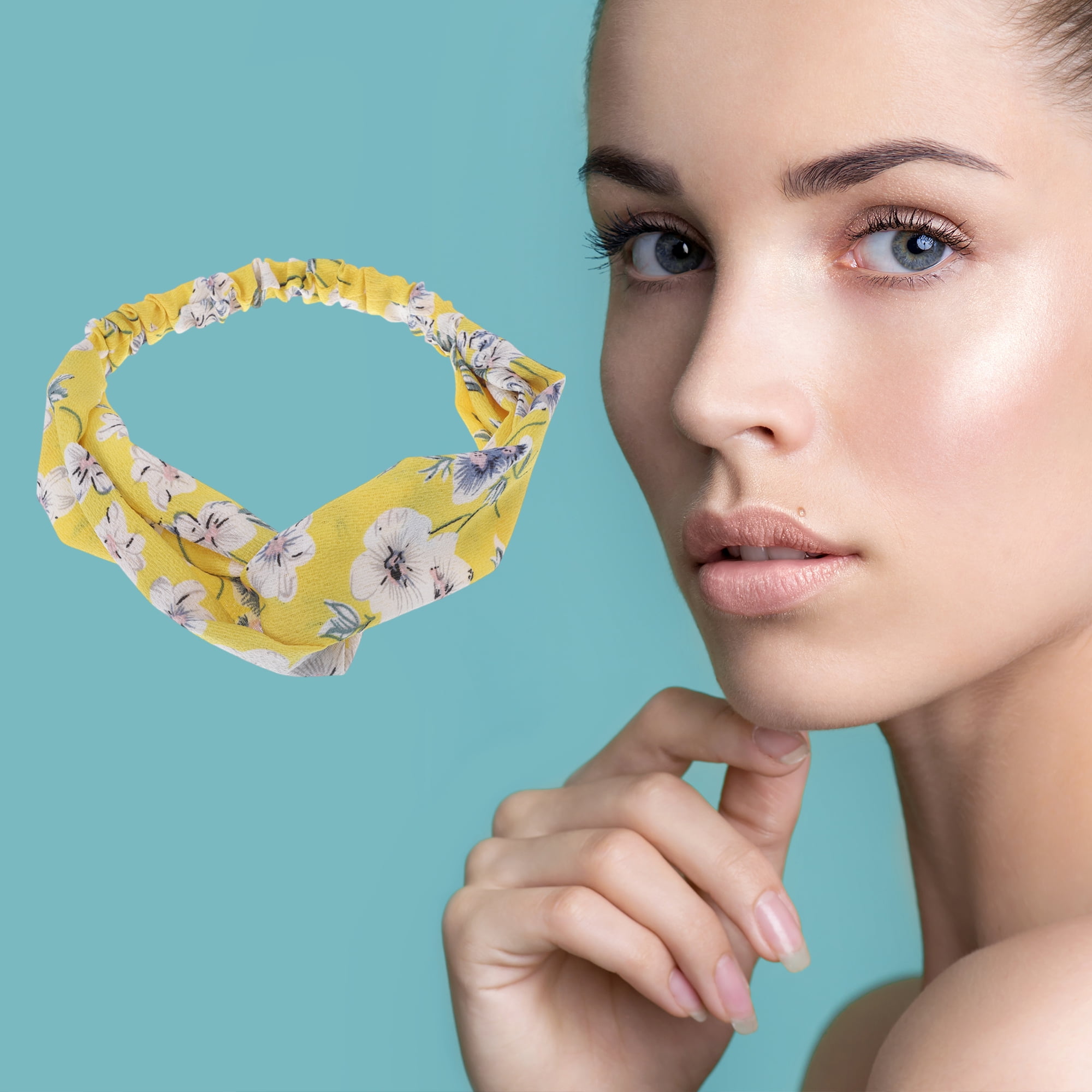 Unique Bargains Fashion Phalaenopsis Pattern Elastic Hairband 1 Pc Yellow
