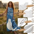 thumbnail image 6 of Xoenoiee Cat Cherry Blossom Print Women's Cotton Linen Sleeveless Tank Sundresses with Pockets Crewneck Flowy Summer T Shirt Dresses Lightweight Maxi Dresses for Women, XL, 6 of 7