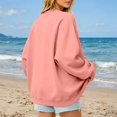 thumbnail image 4 of Womens Crewneck Sweatshirt Oversized Long Sleeve Casual Fall Outfits Long Sleeve Trendy Pullover Tops with Pockets (Pink XL), 4 of 6
